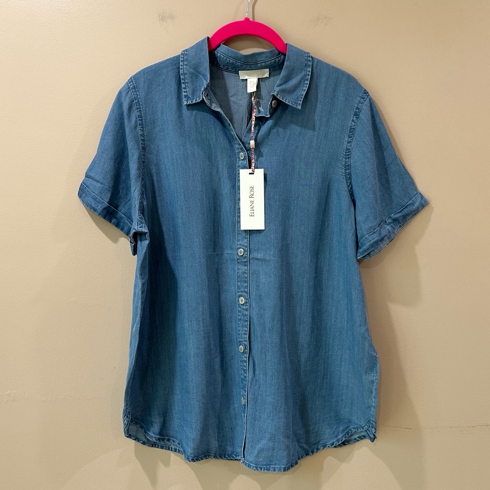 NWT Eliane Rose Shirt Top Womens M Lyocell chambray Blue Cotton Western 90s